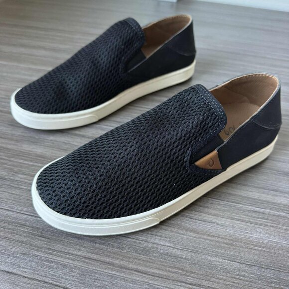 Olukai Pehuea Slip-On Mesh Shoes Size 7 $100 in Black - Picture 2 of 7